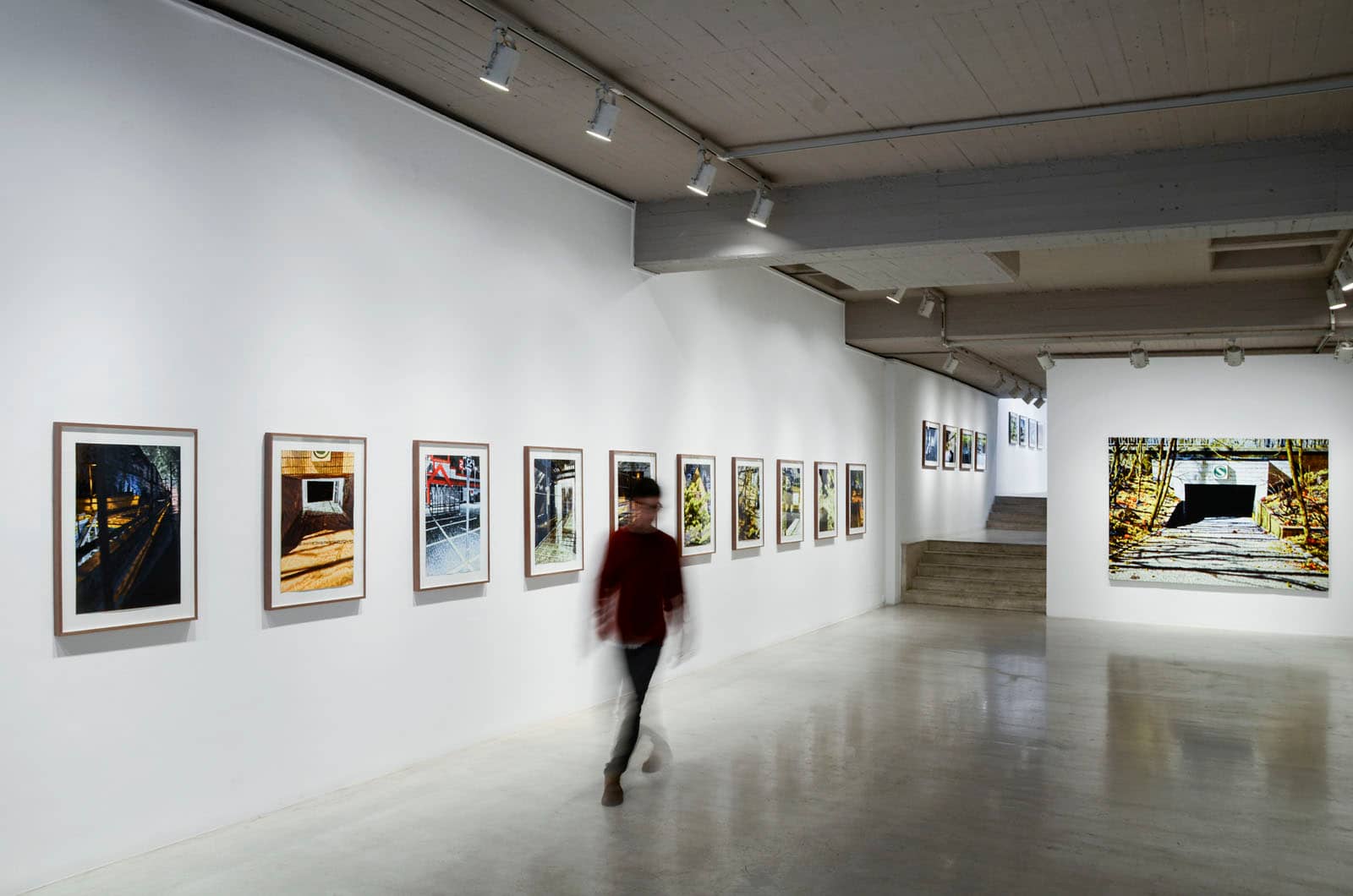 Exhibition view from the solo show "Remote Viewing" by Philipp Fröhlich at Soledad Lorenzo gallery in Madrid, Spain, 2012. The photo shows the main space of the galley with various tempera paintings on canvas and paper.