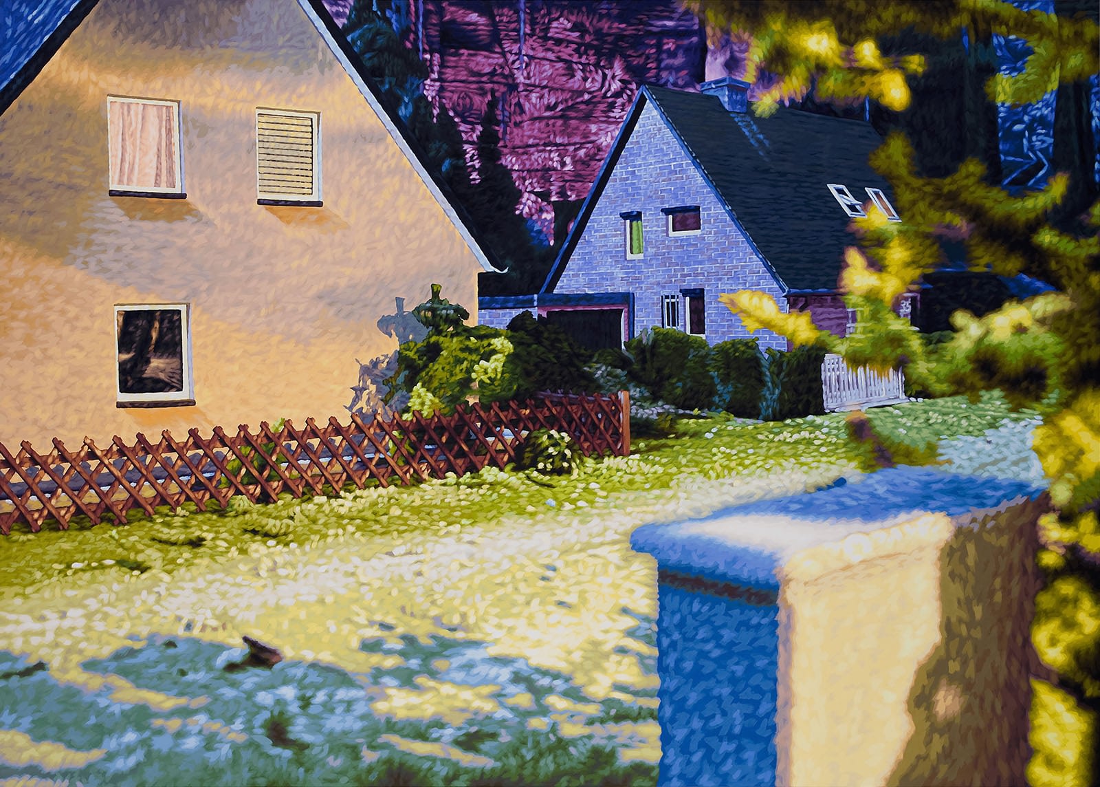 Philipp Fröhlich, Houses, painting, (121L), 2010. tempera on canvas, 175 x 245 cm